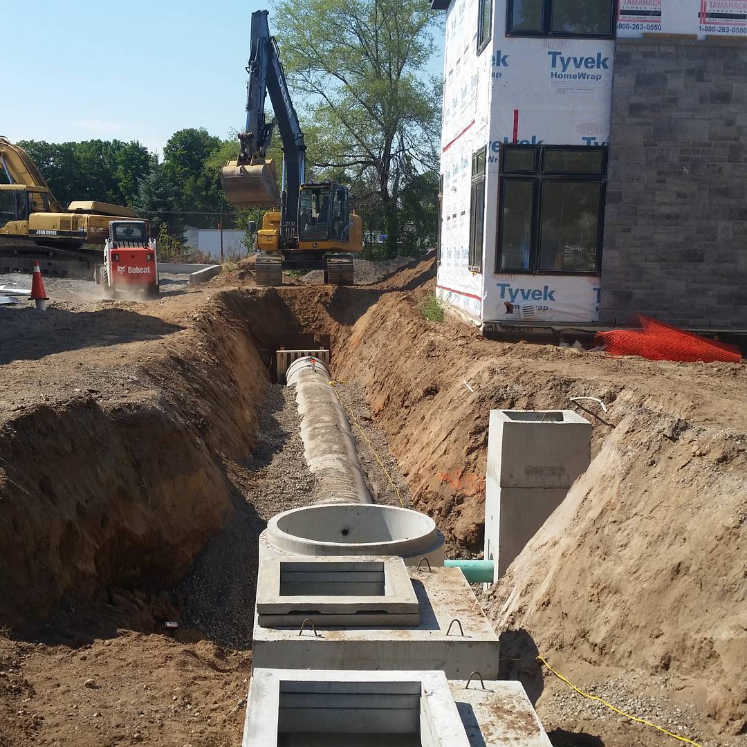 Precast concrete sewer installation — Burlington stormwater system